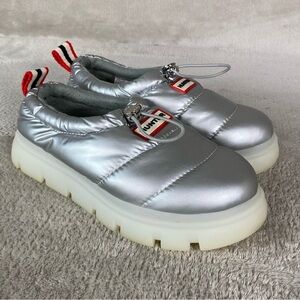Hunter Madison Shoes Womens Size 6 Silver Puffer Clog Chunky Lug Sole